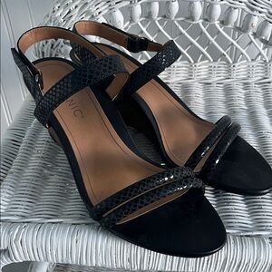 Vionic Black Snake-Pattern Sandals